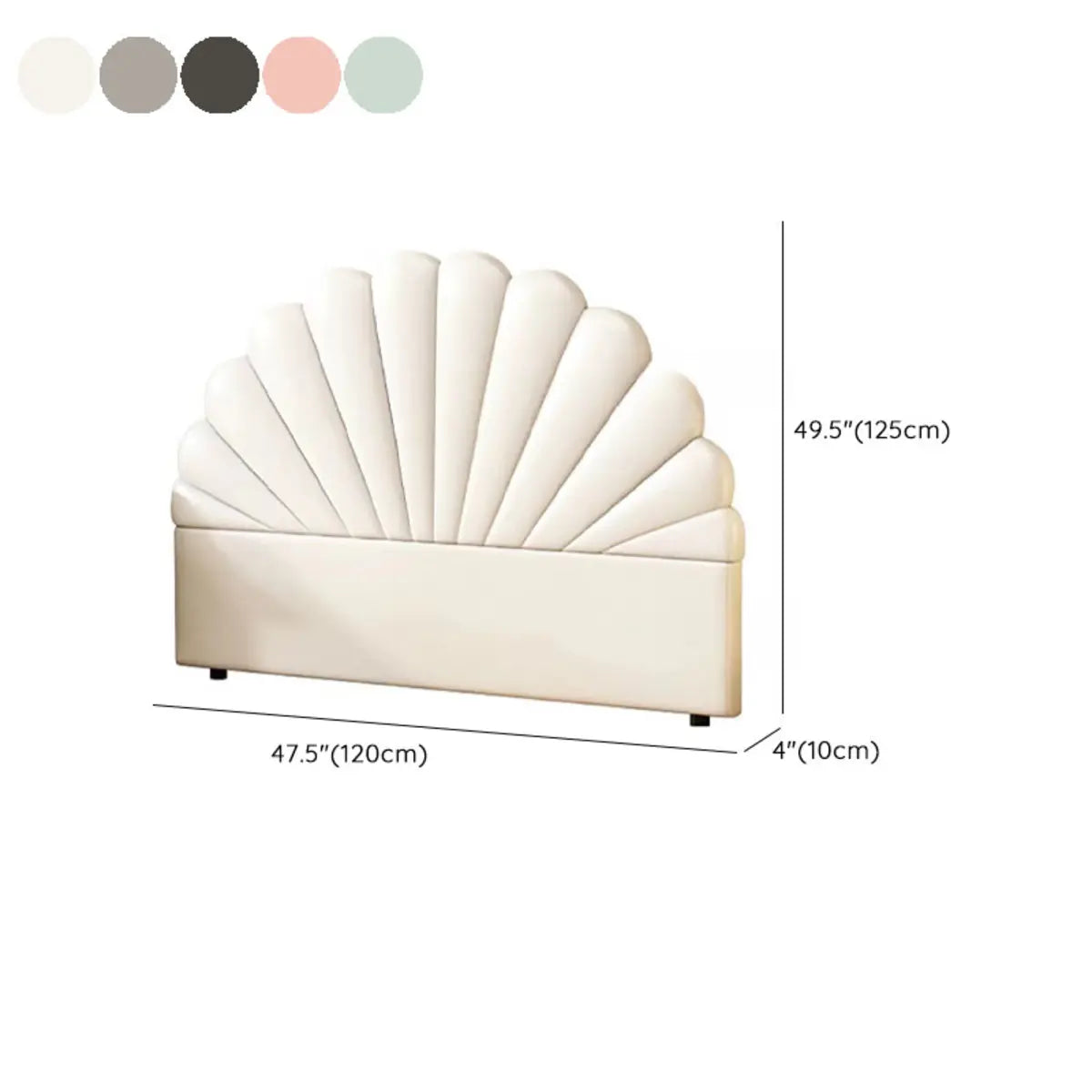 Off-White Arched Upholstered Panel Twin Headboard 