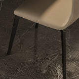 Off-White Armless Leather Solid Back Dining Chairs Image - 8