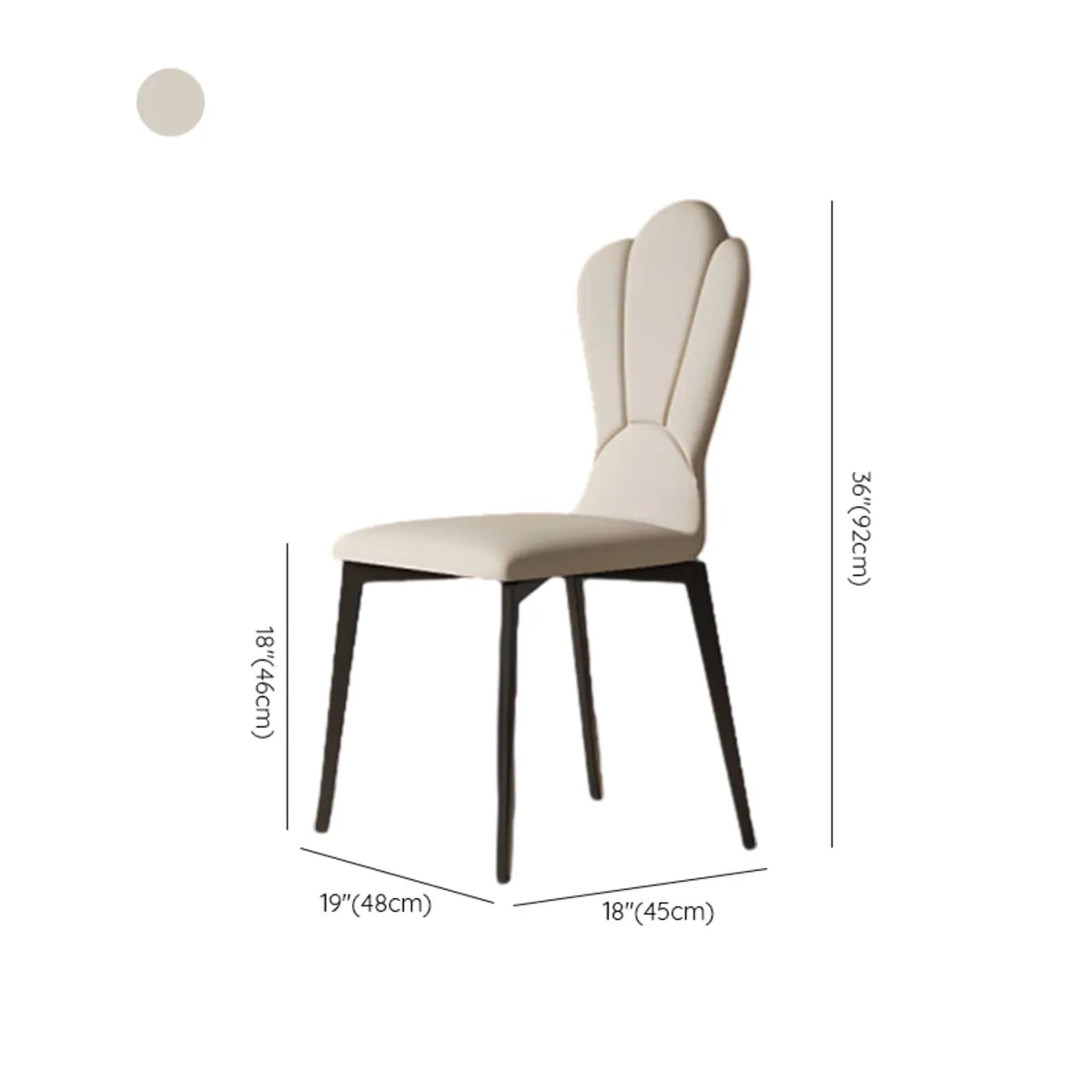 Off-White Armless Leather Solid Back Dining Chairs 