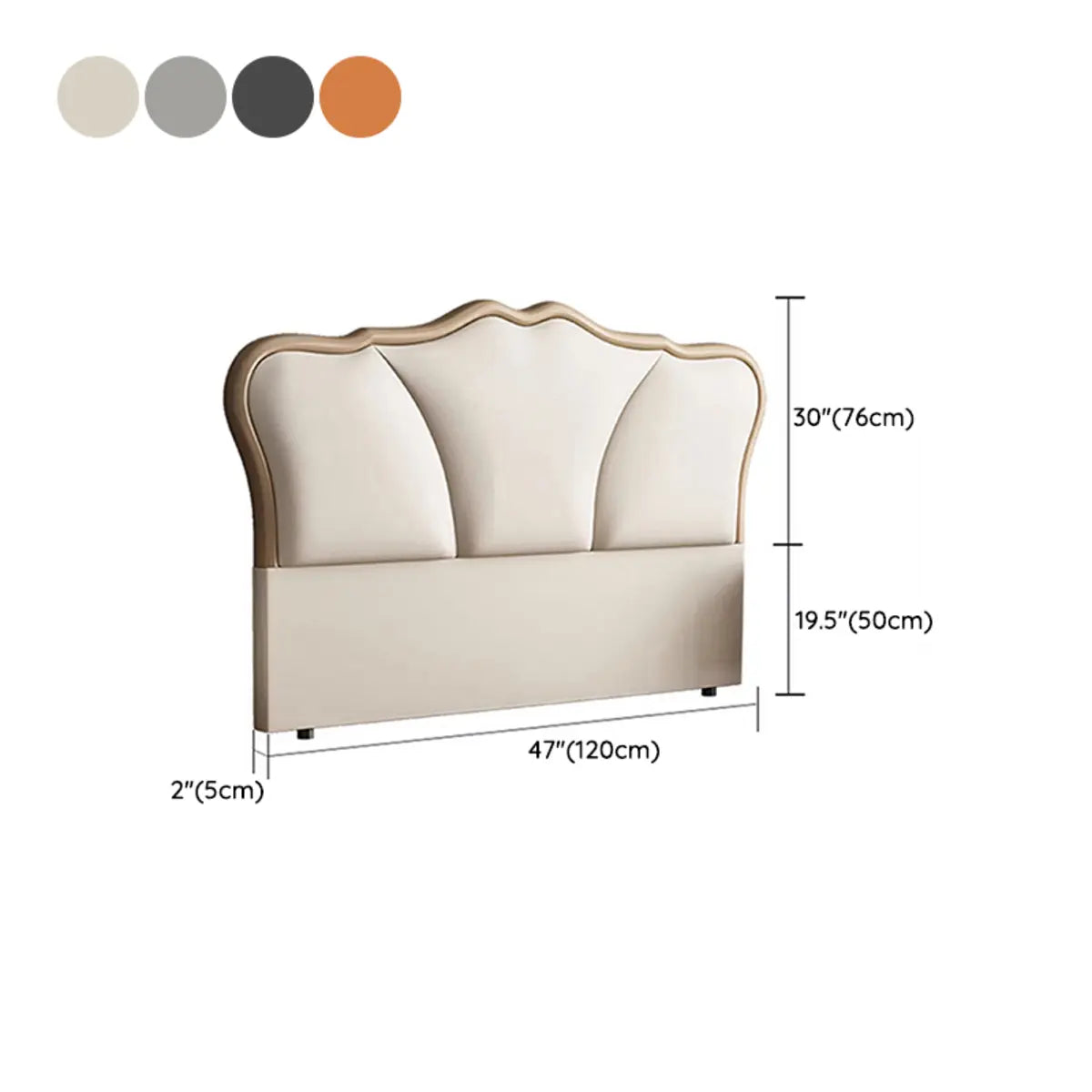 Off-White Camelback Upholstered Wingback Headboard 