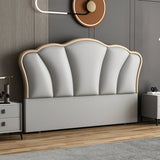 Off-White Camelback Upholstered Wingback Headboard Image - 3