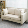 Off-White Cotton Linen Square Arm Pillow Back Loveseat Image - 11