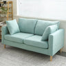 Off-White Cotton Linen Square Arm Pillow Back Loveseat Image - 4