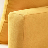 Off-White Cotton Linen Square Arm Pillow Back Loveseat Image - 6