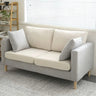 Off-White Cotton Linen Square Arm Pillow Back Loveseat Image - 9