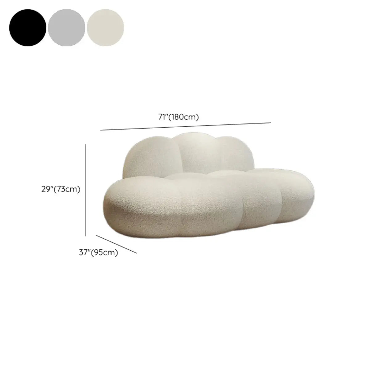 Off-White Faux Sherpa Sewn Pillow Back Single Sofa 