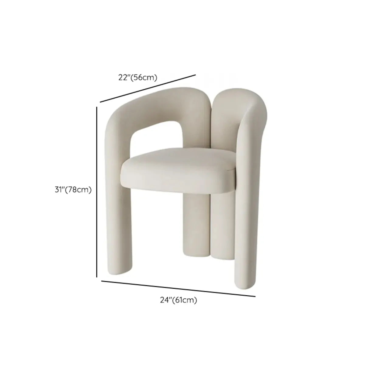 Off-White Flannel Fixed Back Accent Chair with Arms 