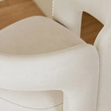 Off-White Flannel Fixed Back Accent Chair with Arms Image - 8