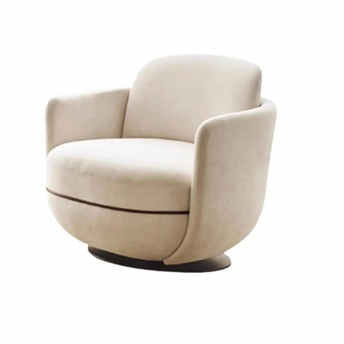 Off-White Flannel Fixed Back Swivel Barrel Chair Image - 5