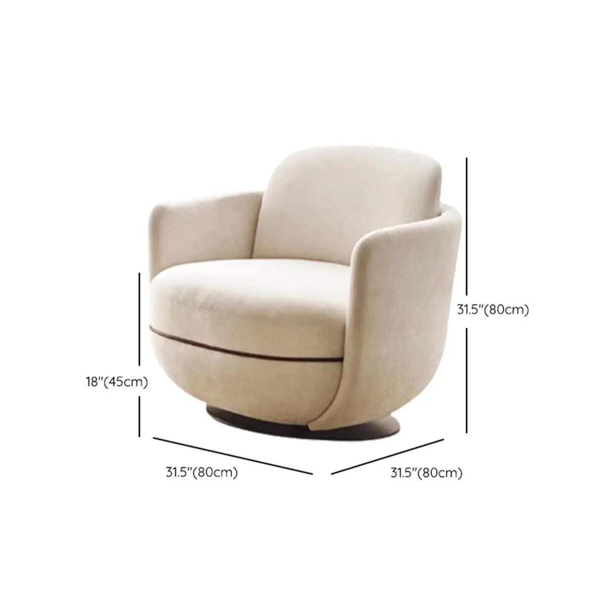 Off-White Flannel Fixed Back Swivel Barrel Chair 