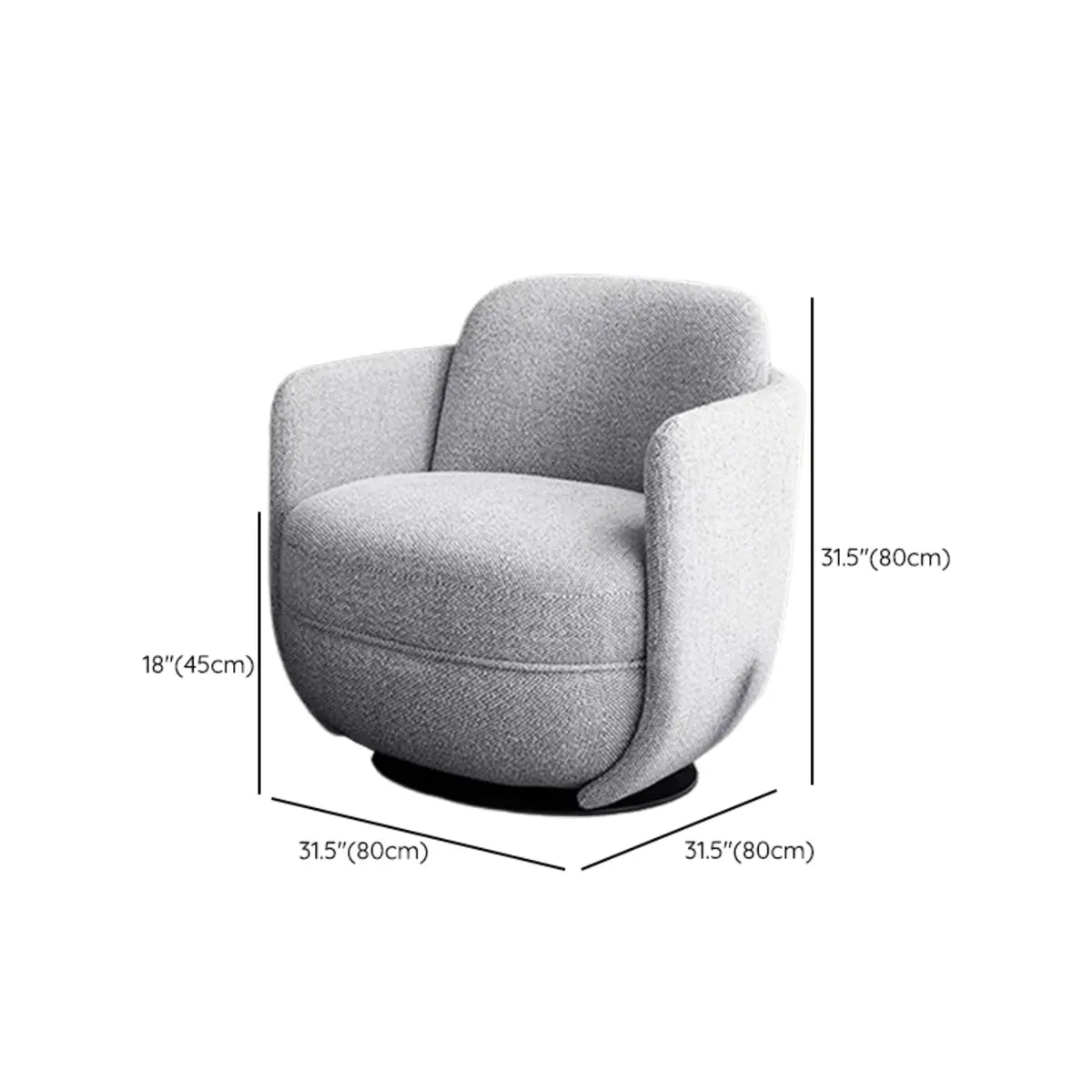 Off-White Flannel Fixed Back Swivel Barrel Chair Image - 9