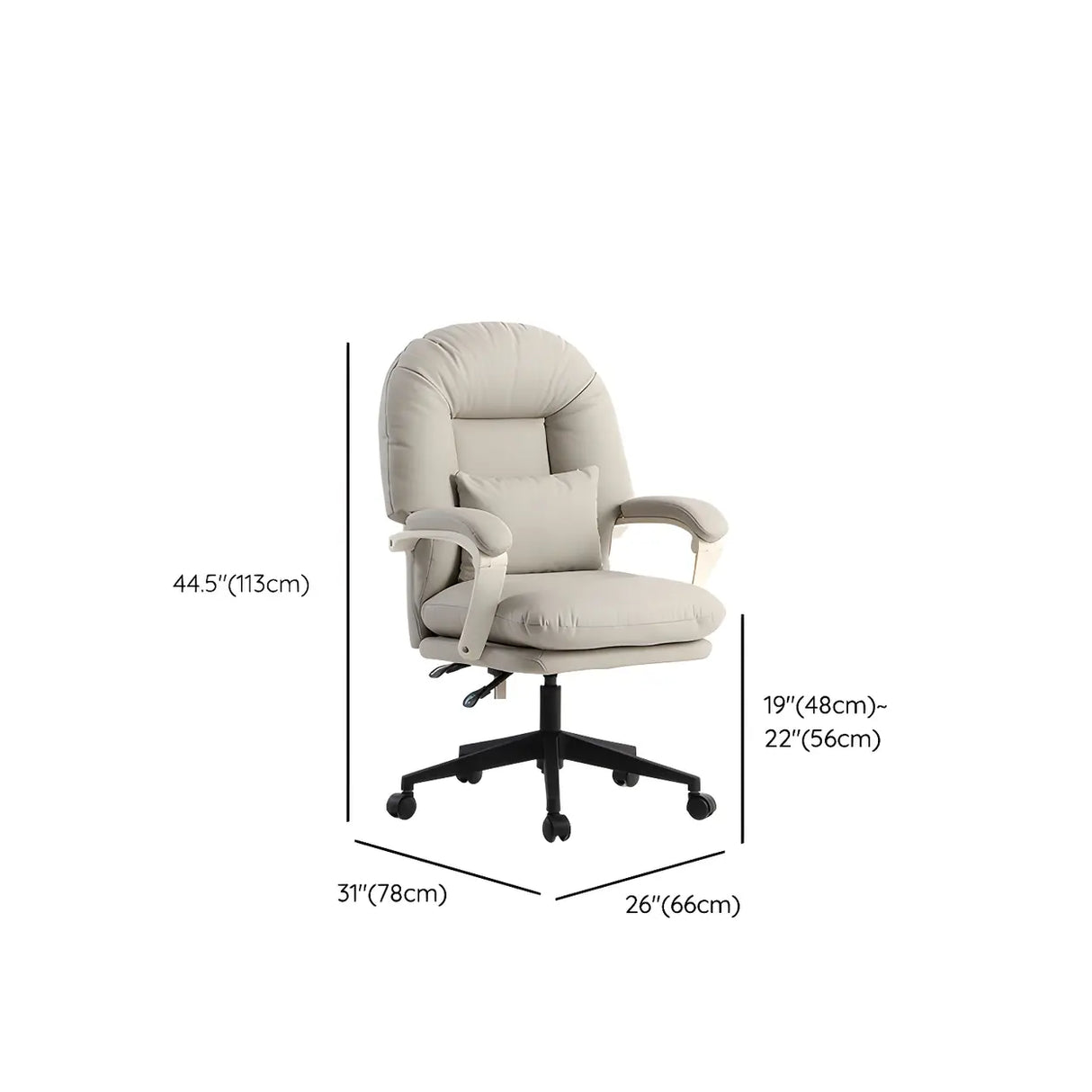 Off-White Leather Reclining Swivel Executive Office Chair Image - 12