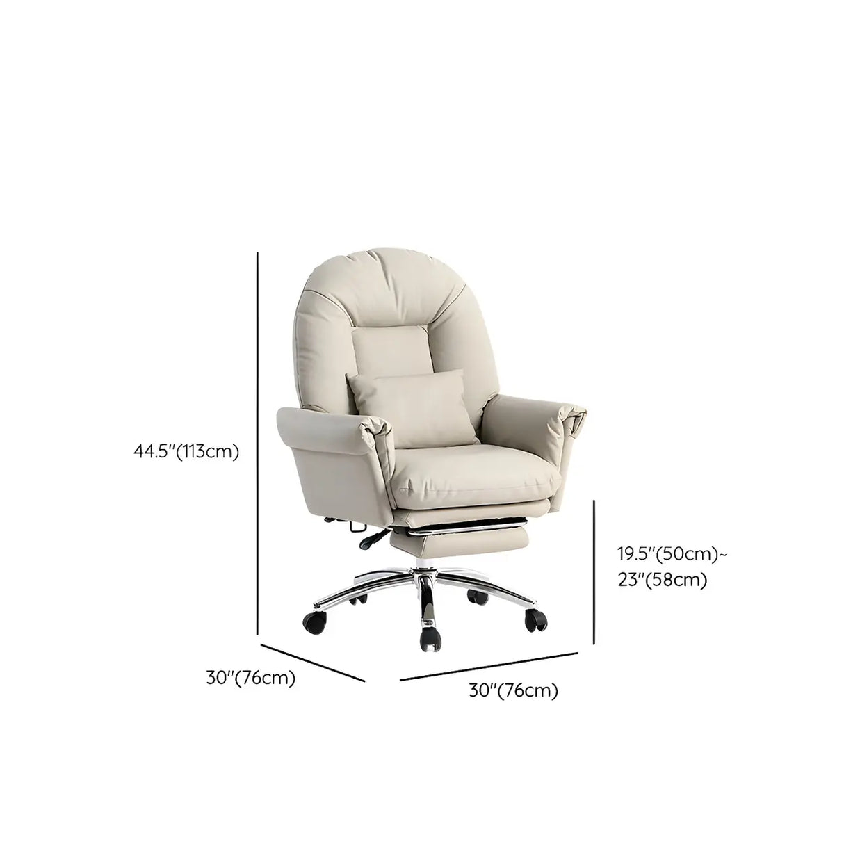 Off-White Leather Reclining Swivel Executive Office Chair Image - 13