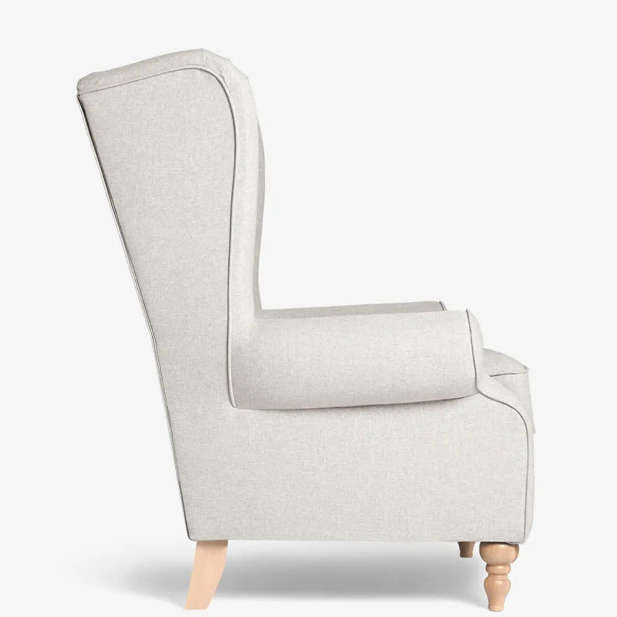 Off-White Linen Round Arm Tufted BackWingback Chair Image - 10