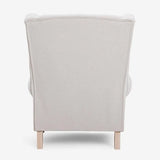 Off-White Linen Round Arm Tufted BackWingback Chair Image - 12