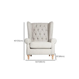 Off-White Linen Round Arm Tufted BackWingback Chair #size