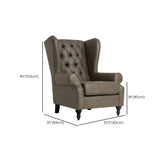 Off-White Linen Round Arm Tufted BackWingback Chair Image - 15