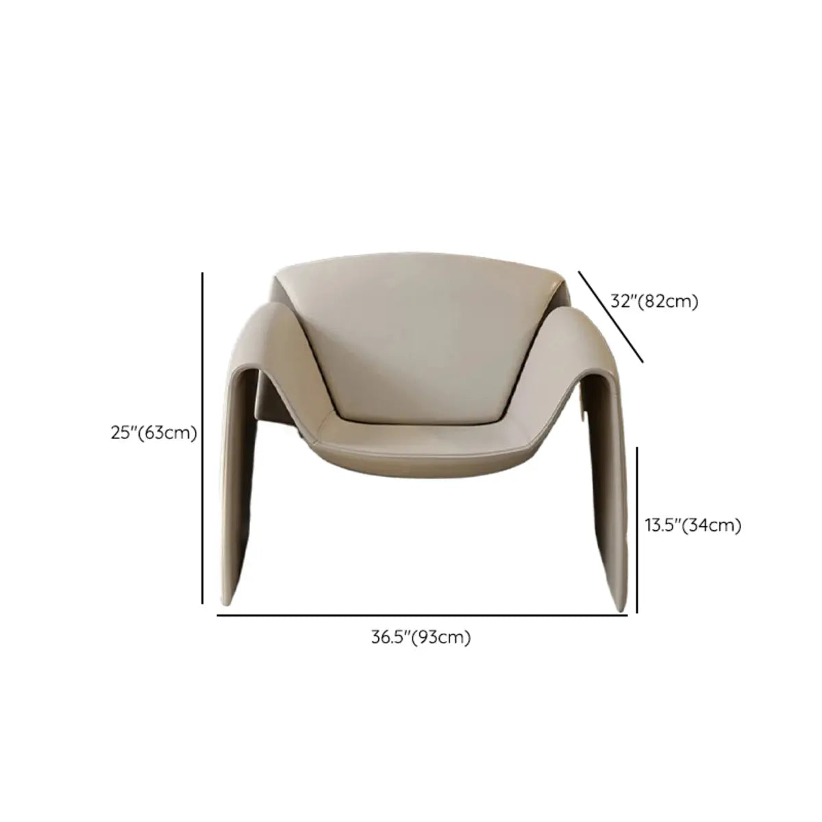 Off-White Microfiber Leather Fixed Back Arm Chair 