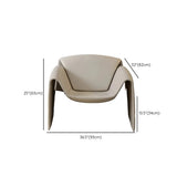 Off-White Microfiber Leather Fixed Back Arm Chair #size