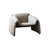 Off-White Microfiber Leather Fixed Back Arm Chair Image - 5