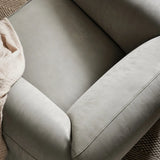 Off-White Microfiber Leather Fixed Back Arm Chair Image - 6