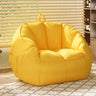 Off-White Portable Round Leather Lounge Bean Bag Chair Image - 13