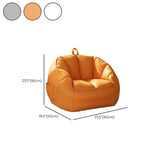 Off-White Portable Round Leather Lounge Bean Bag Chair Image - 17