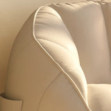 Off-White Portable Round Leather Lounge Bean Bag Chair Image - 8