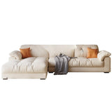 Off-White Premium Velvet Tufted Back Left Sofa Chaise Image - 10