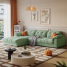 Off-White Premium Velvet Tufted Back Left Sofa Chaise Image - 3