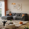 Off-White Premium Velvet Tufted Back Left Sofa Chaise Image - 5