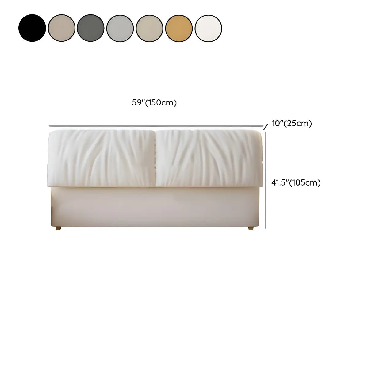 Off-White Rectangle Upholstered Headboard with Legs Image - 18