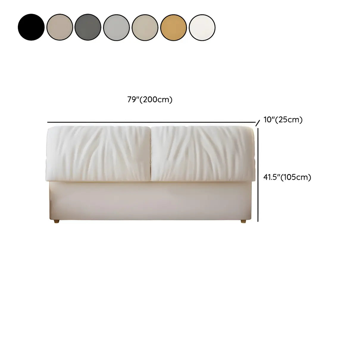 Off-White Rectangle Upholstered Headboard with Legs Image - 20