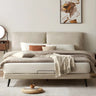 Off-White Rectangle Upholstered Headboard with Legs Image - 9