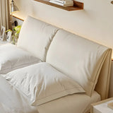 Off-White Rectangle Upholstered Headboard with Legs Image - 4