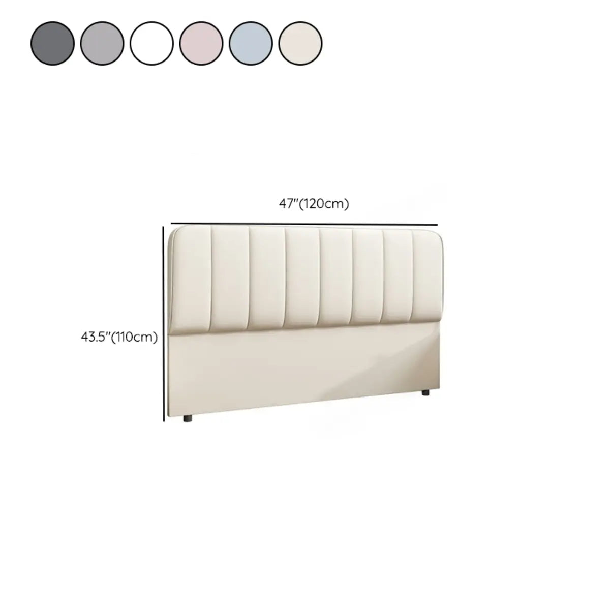 Off-White Rectangular Upholstered Panel Headboard 