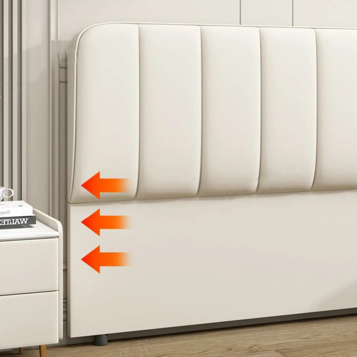 Off-White Rectangular Upholstered Panel Headboard Image - 8