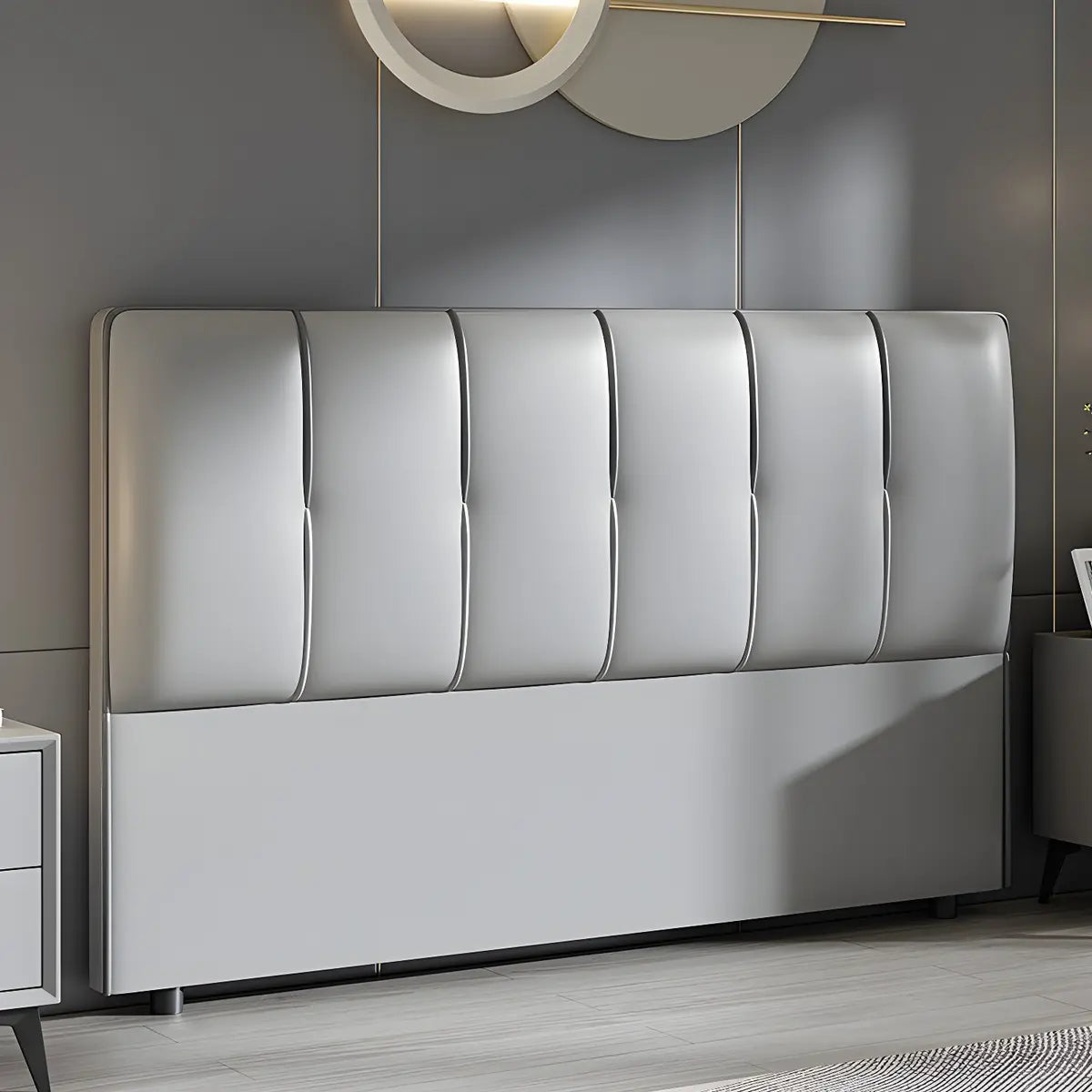 Off-White Rectangular Upholstered Wingback Headboard Image - 3