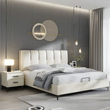 Off-White Rectangular Upholstered Wingback Headboard Image - 6