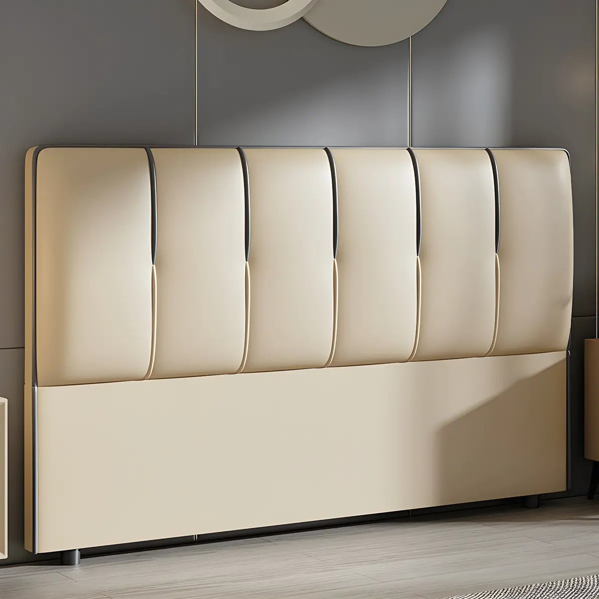 Off-White Rectangular Upholstered Wingback Headboard Image - 7