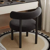 Off-White Round Upholstered Curved Back Vanity Accent Stool Image - 3