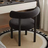 Off-White Round Upholstered Curved Back Vanity Accent Stool Image - 3