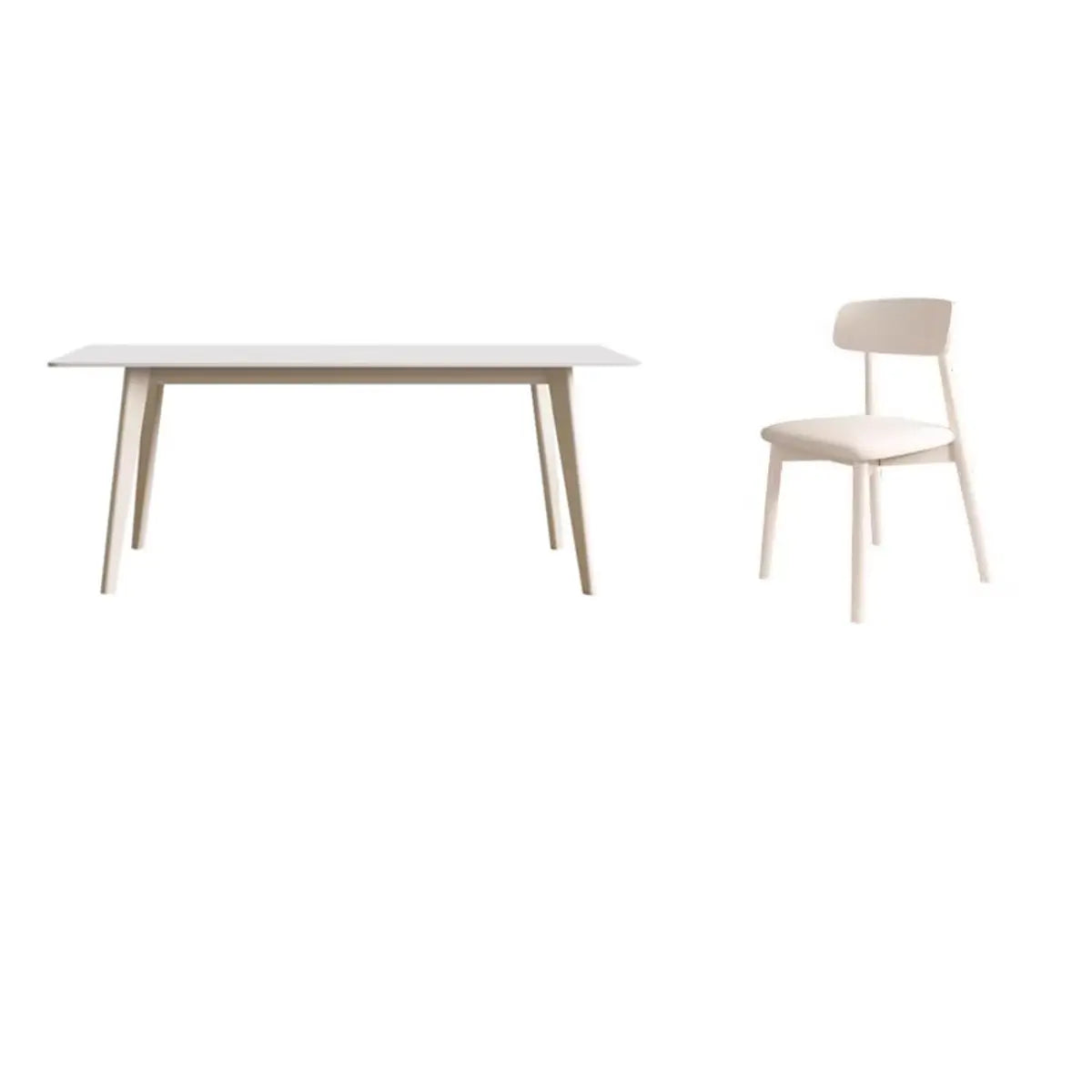 Off-White Slate Dining Table with Upholstered Chairs Image - 2