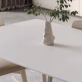 Off-White Slate Dining Table with Upholstered Chairs Image - 8