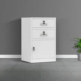 Off-White Steel Glass Doors Lockable Filing Cabinet Image - 16