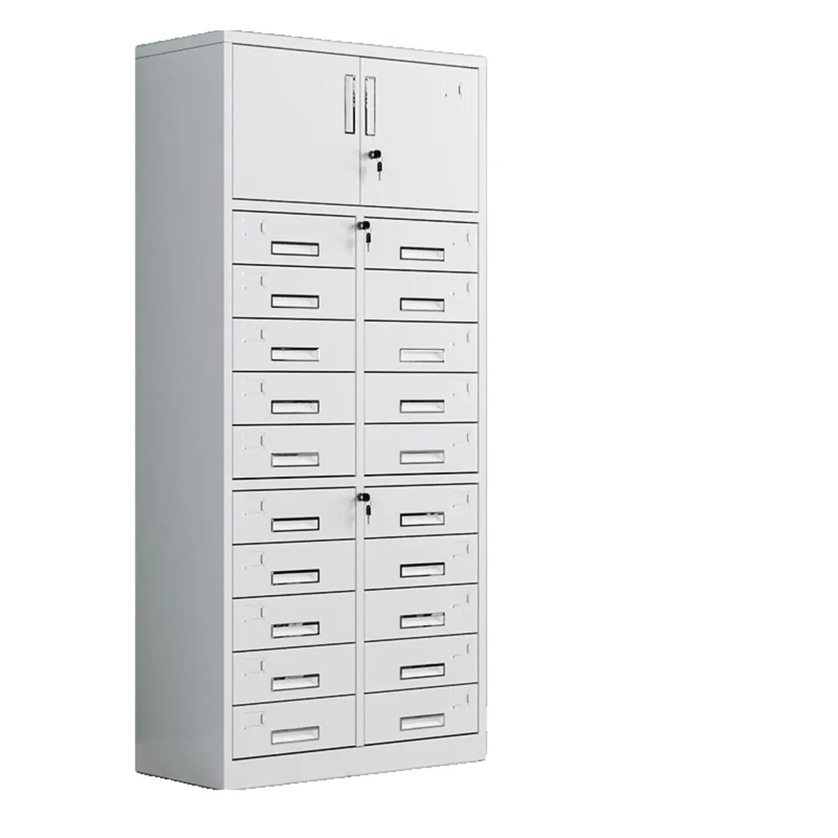 Off-White Steel Glass Doors Lockable Filing Cabinet Image - 19