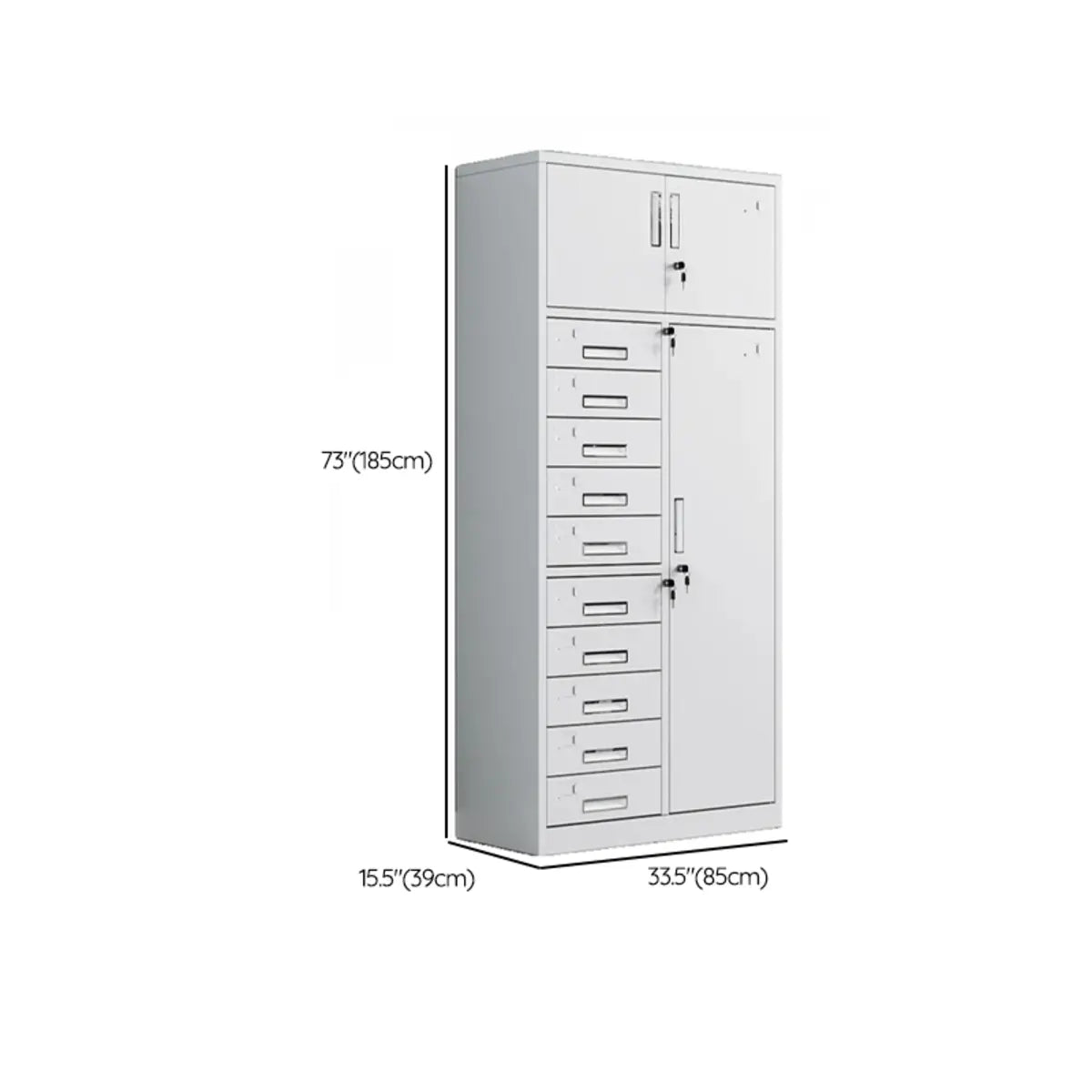 Off-White Steel Glass Doors Lockable Filing Cabinet Image - 38