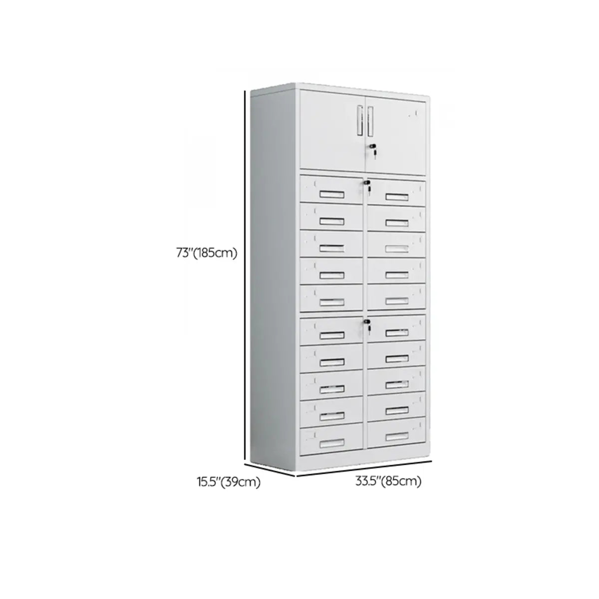 Off-White Steel Glass Doors Lockable Filing Cabinet Image - 39