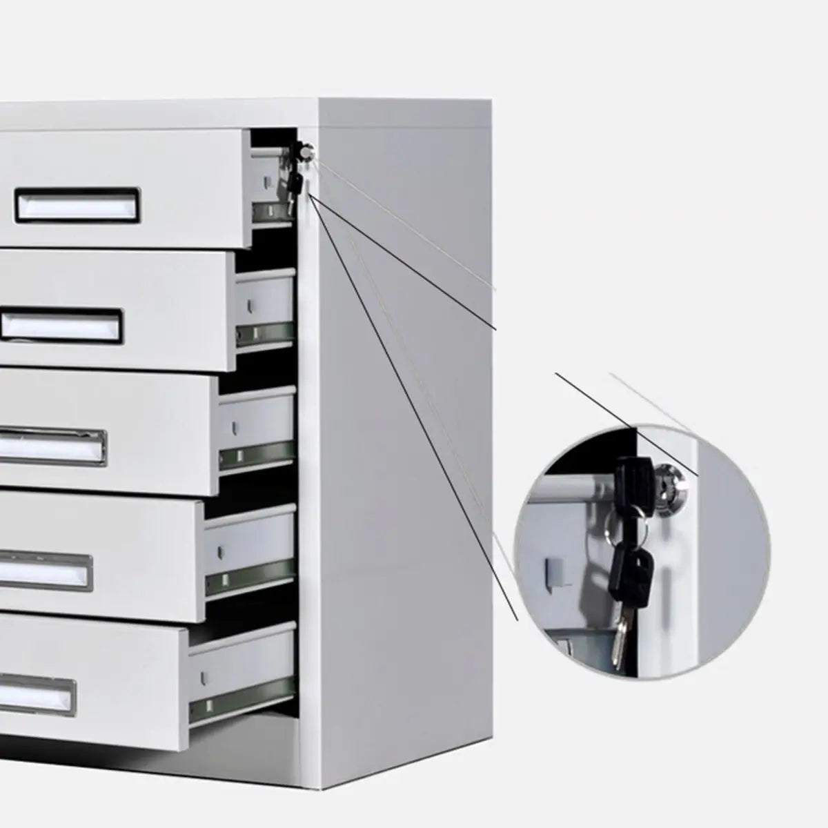 Off-White Steel Glass Doors Lockable Filing Cabinet Image - 5