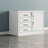 Off-White Steel Glass Doors Lockable Filing Cabinet Image - 6